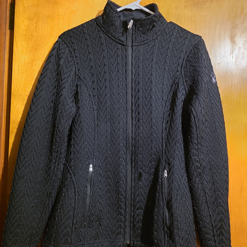 Spyder Women’s Black Cable-Knit Sweater Jacket